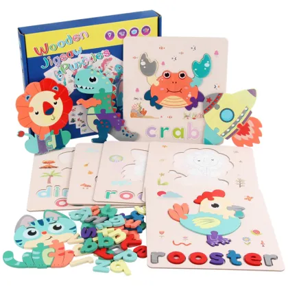Wooden Alphabet Jigsaw Puzzle: Learning Letters through Spellable Animals