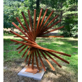 Rustic Cube Shape Decoration Garden Corten Steel Sculpture