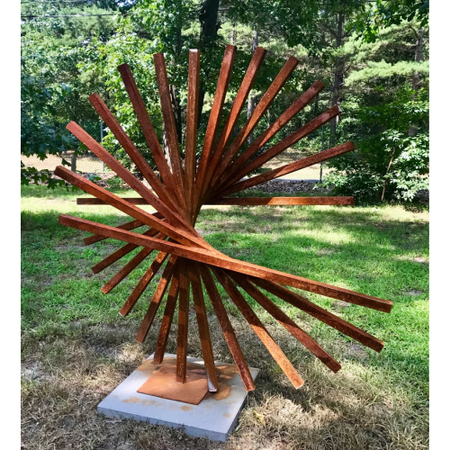 Rustic Cube Shape Decoration Garden Corten Steel Sculpture