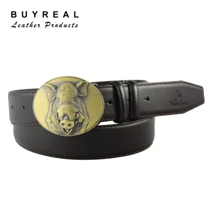Pig Metal Buckle PU Leather Man Belts