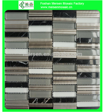 SJ9105 Glass Metal Mix Marble Mosaic Tiles Mixed Resin bright color mosaic tile