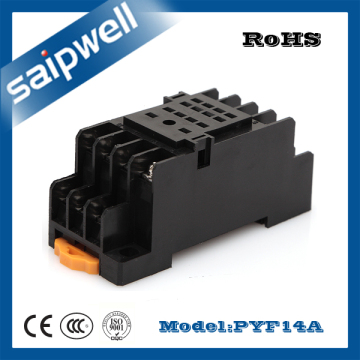 Saipwell 18f-4z-C1 (PYF14A) Custom Black Relay Socket, Plastic 7A Relay Socket, New Type Mini Electrical Relay Socket
