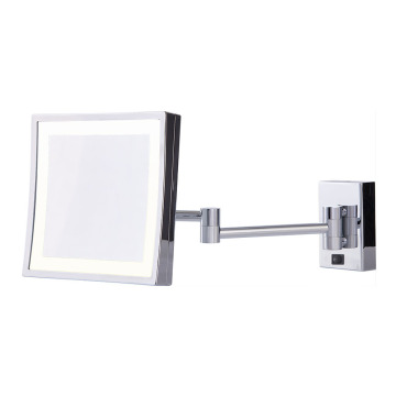 Square wall mirror with light