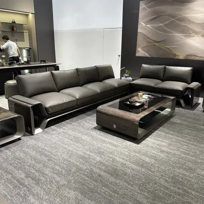 Modern L-shaped leather sofa