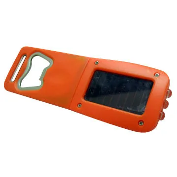 Bottle opener solar LED flashlight, measures 106x36.5x10mm