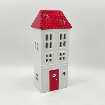Luz LED de cerâmica para casa com telhado vermelho