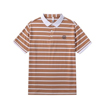 Custom Logo Embroidered G-SDQL Stripe T-Shirt: High-Quality Cotton Spandex Polo Top with Short Sleeves for Men