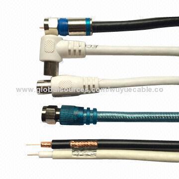 RG6 cable with F male connector, used for CCTV, satellite, 30000m MOQ, free sample