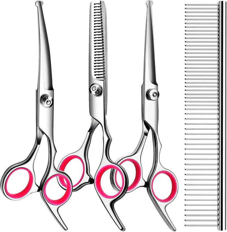 Professional Safety Round 5-in-1 Dog Grooming Scissors Kit