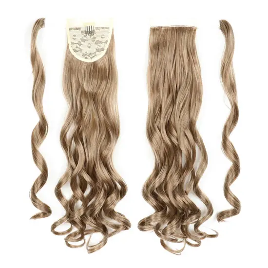Wholesale Natural Color 20 Inch Chorliss Messy Curly Wrap Around Blonde Ponytails Afro Kinky Synthetic Ponytail Hair Extensions