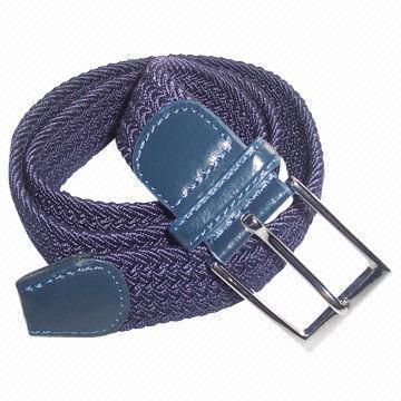 3.8cm Men's Braided Belt with Silver Buckles