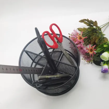 Rotary pen holder metal grid simple stationery