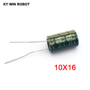10PCS/LOT 25V 1000UF 10*16 high frequency low impedance aluminum electrolytic capacitor 1000uf 25v