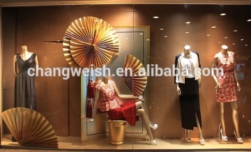 Luxury clothing store window display design or showcase display