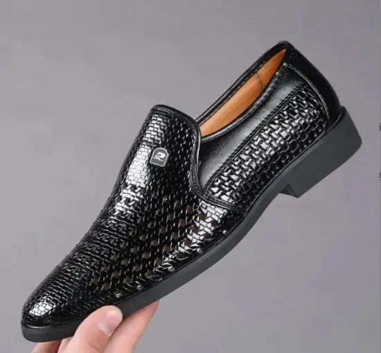 Men's Latest Fashion Casual Formal Shoes: Designer PU Leather Business Hollow Out Breathable Footwear