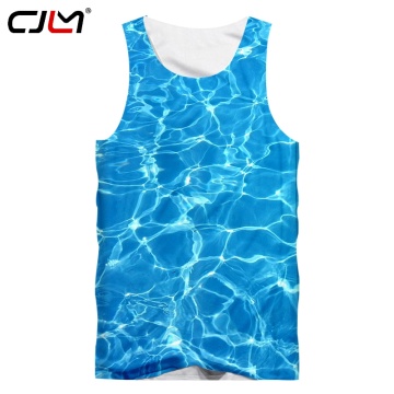 CJLM Personality Big Size 5XL Mens Tank Top 3D Blue Water New Man Printed Ocean wave Web Clothing Drop Shipping
