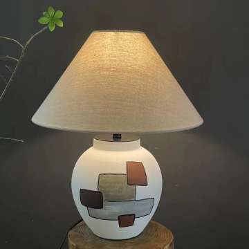 Wabi-Sabi Bedside Ceramic Lamp for Bedroom and Living Room