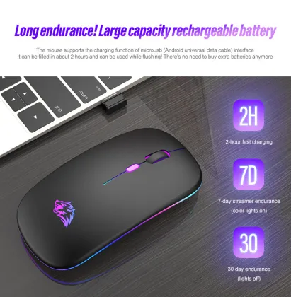 Free Wolf X15 Mute Wireless Mouse - Charging Luminous Gaming Mouse for Office and Notebook