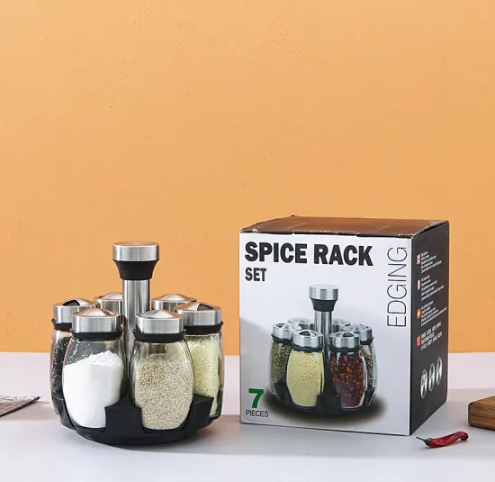 Amazon Hot Sale Kitchen Spice Tower Rack Set Jars Stainless Steel SPice Container