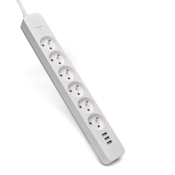 EU&FR Multi Outlet Power Strip with Surge Protector and USB Ports