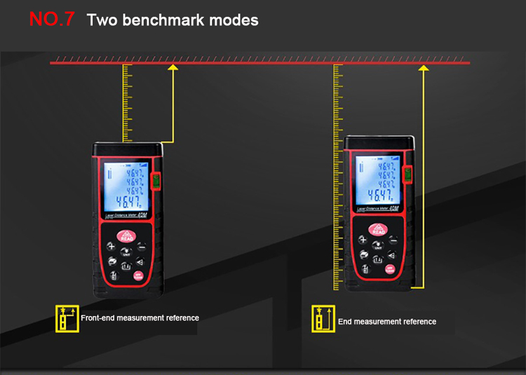 Front rear end switch laser distance meter