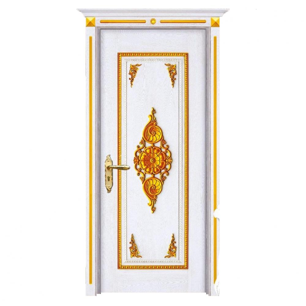 White Gold Color Solid Wooden Door