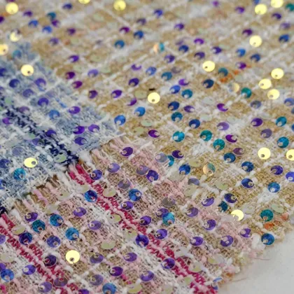 Fancy 100% Polyester Woven Tweed Woolen Fabric