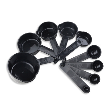10 piezas de plástico negro cuchara de medición de cocina juego de cuchara