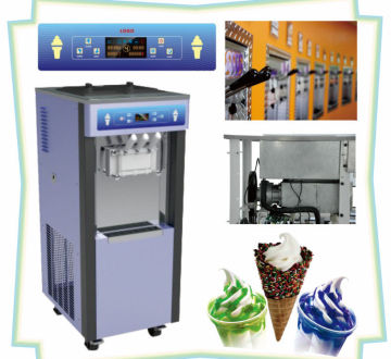 Single Phase Commercial Ice Cream Maker, Soft Serve Yogurt Ice Cream Machine, 3 Flavors 36 Liters / Hour