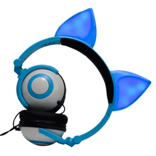 Fones de ouvido com fio Cosplay Fox Ear Fones de ouvido iluminados