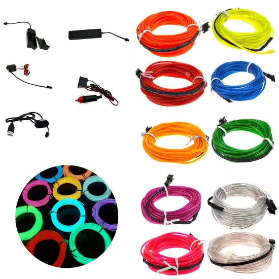 Flexible LED EL Wire Rope Tape for Shoes, Clothing, Car - Waterproof and Drive Compatible