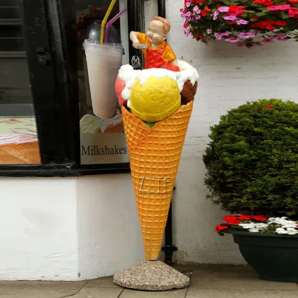 Garden outdoor ornaments art resin fiberglass ice cream cone statue