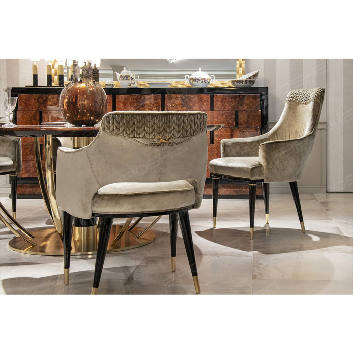 cadeira de jantar de veludo de luxo