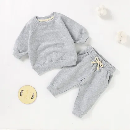 Organic Cotton Baby Clothing Set - 2pcs Raglan Sleeve Children Baby Sweater Suit