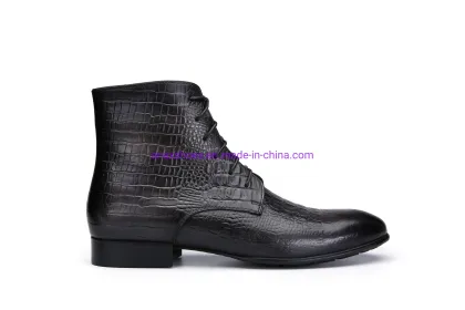 Men′ S Lace-up Embossing Leather Business Boots
