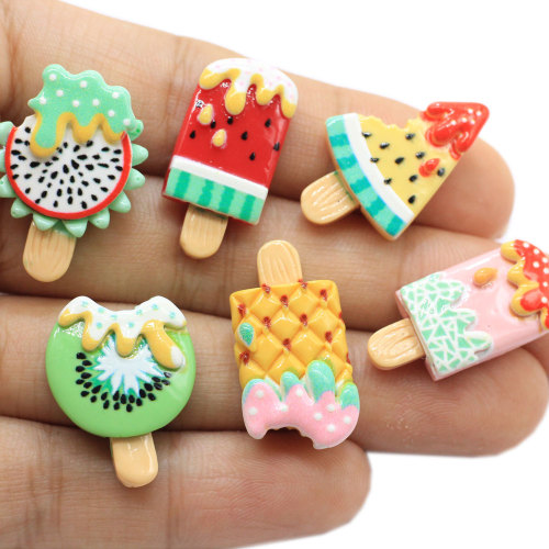 Cute Planar Flatback Fruit Popsicle Kiwi Pitaya Resin Beads for Baby Children Jewelry Accessory