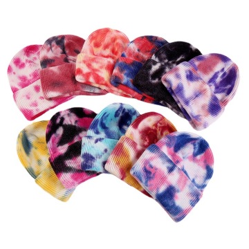 Cuffless Reversible Jacquard Knit Beanie - Color Block Y2K Graphic Acrylic Blend Hat