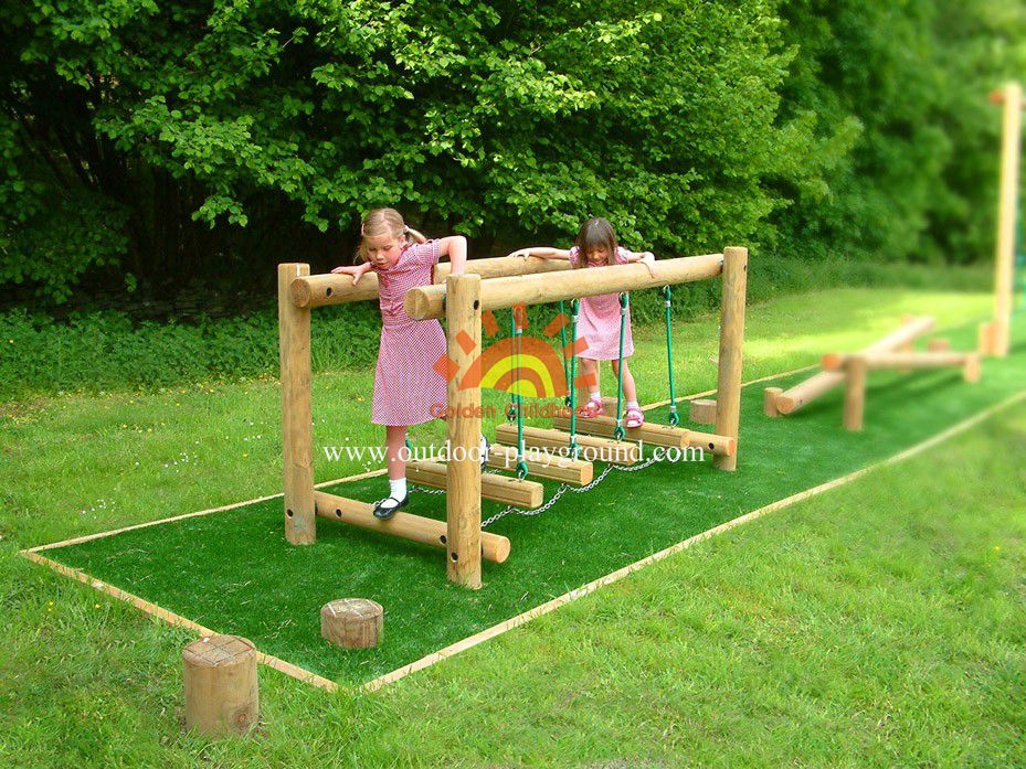 Wooden-rope balance bridge playground for kids