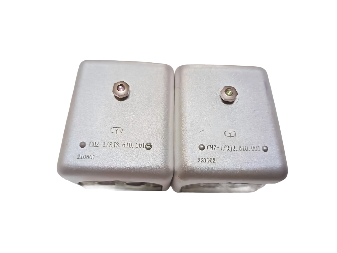 Internal or cutaway view of a contactor, revealing the electromagnetic coil and contact assembly.