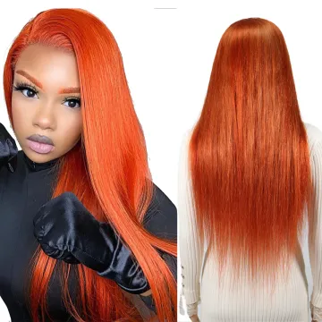 Ginger Red Orange HD Lace Front Wig , 99j Red Color Human Hair Wigs For Black Woman , Orange Color Wig Lace Front Human Hair