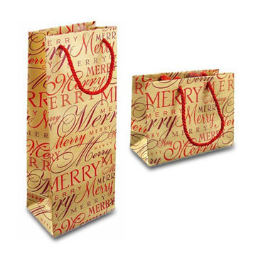 Wine Gift Bags with 250g Paper Board and 100g Kraft Paper, 1 to 4 Color Printing