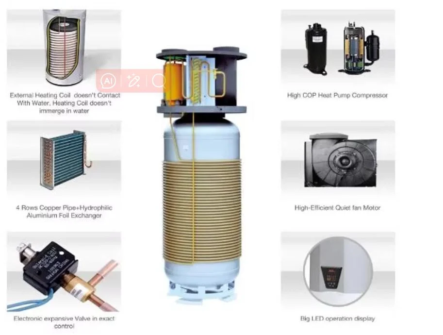 All in One Heat Pump Hot Water Heaters R290 a+ ERP 200L Air to Water Heat Pump