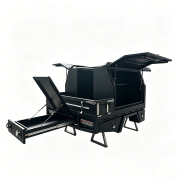 Dual/Single/Extra 4X4 Cab Aluminum Ute Tray and Toolbox with Roof Rack Headboard Water Tank with Fuel Filler for Pickup Hilux