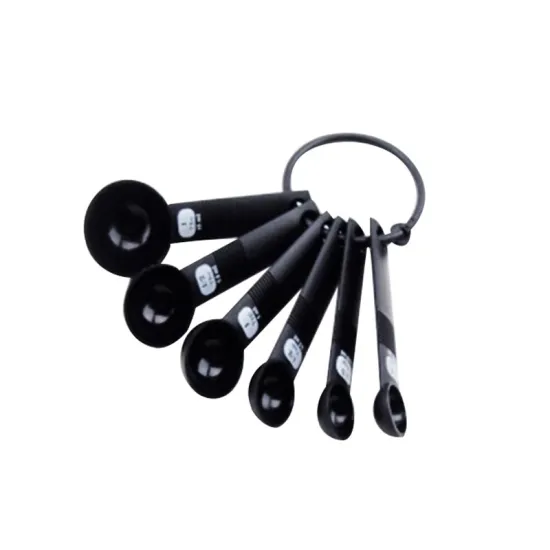 Plastic black 6pcs measuring spoon