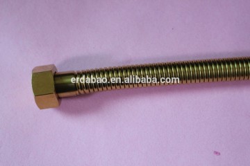 golden plated flexible hose pipe titanium plated water connection yellow with hexagonal nut 80cm