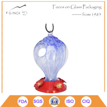 Light Blue Glass Hummingbird Water Feeder