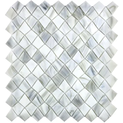 Marble Stone Alike Glass Mosaic White Tile Art