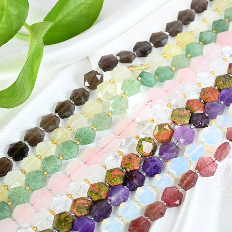 Cuentas de cristal naturales con piedras preciosas facetadas