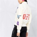 White Letter Embroidered Baseball Jacket Custom