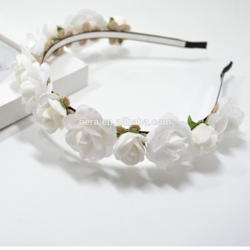 White PE fabric rose flower bulk hair accessories 358G03FF